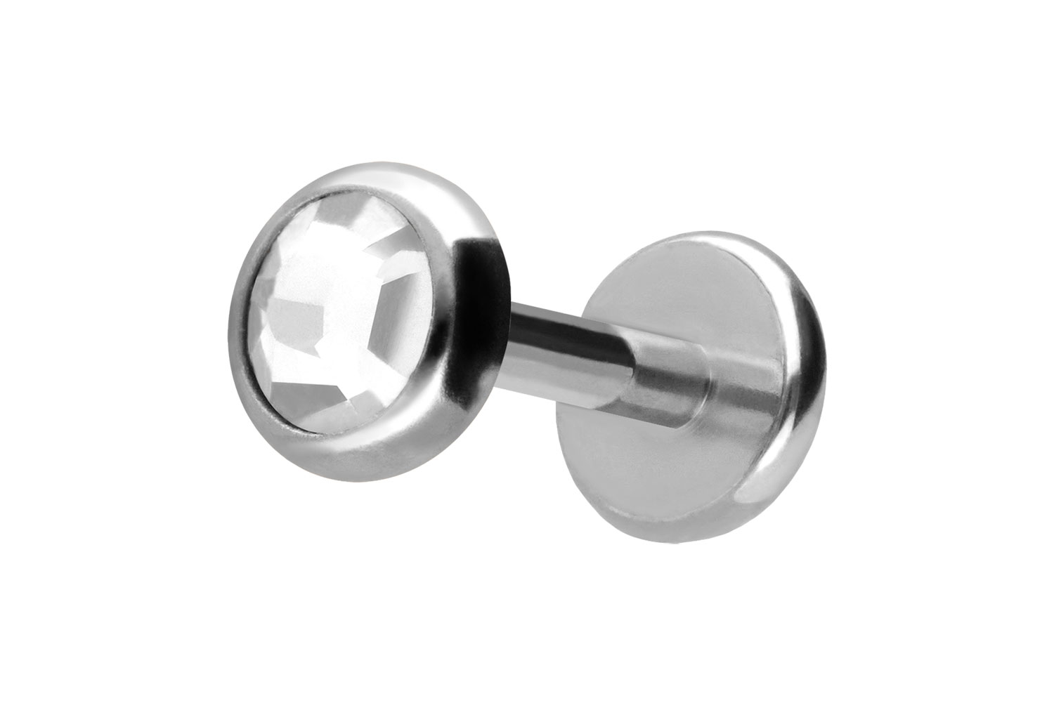 Titan Labret Piercing mit Push Fit KRISTALLDISC
